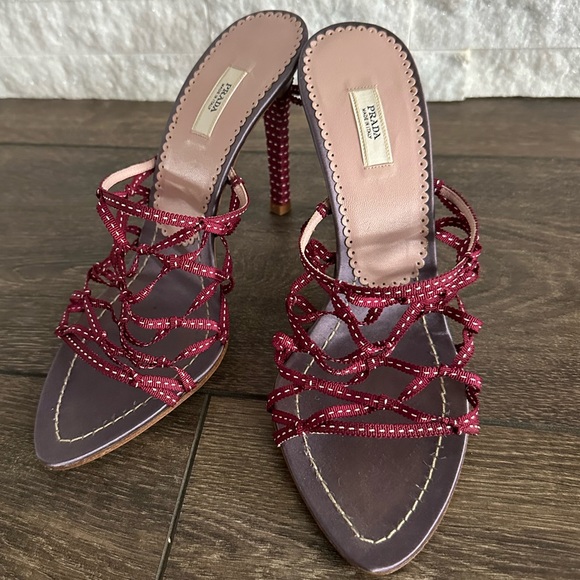 PRADA NEW SATIN & RIBBON SANDAL HIGH HEEL - Picture 2 of 7